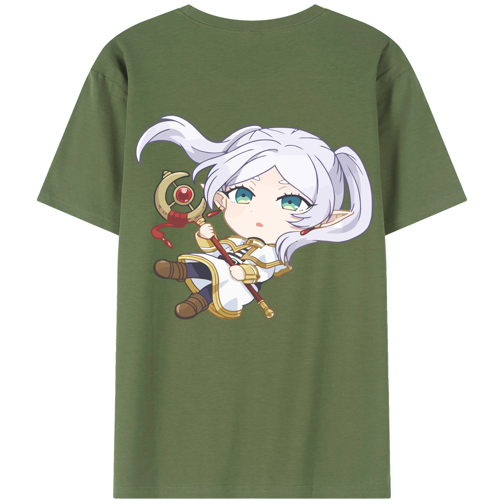 （画像用） 葬送のフリーレン Frieren 綿100％ メンズ半袖Tシャツ（バックプリント） 通気性